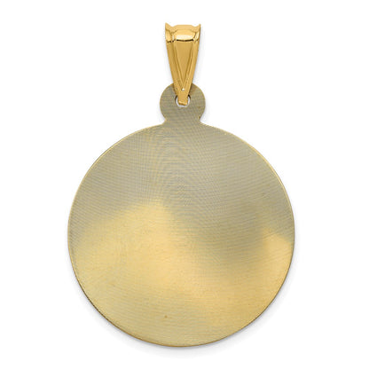 14k Yellow & Rhodium Gold w/Rhodium Polished D/C Lady Of Guadalupe Circle Pendant