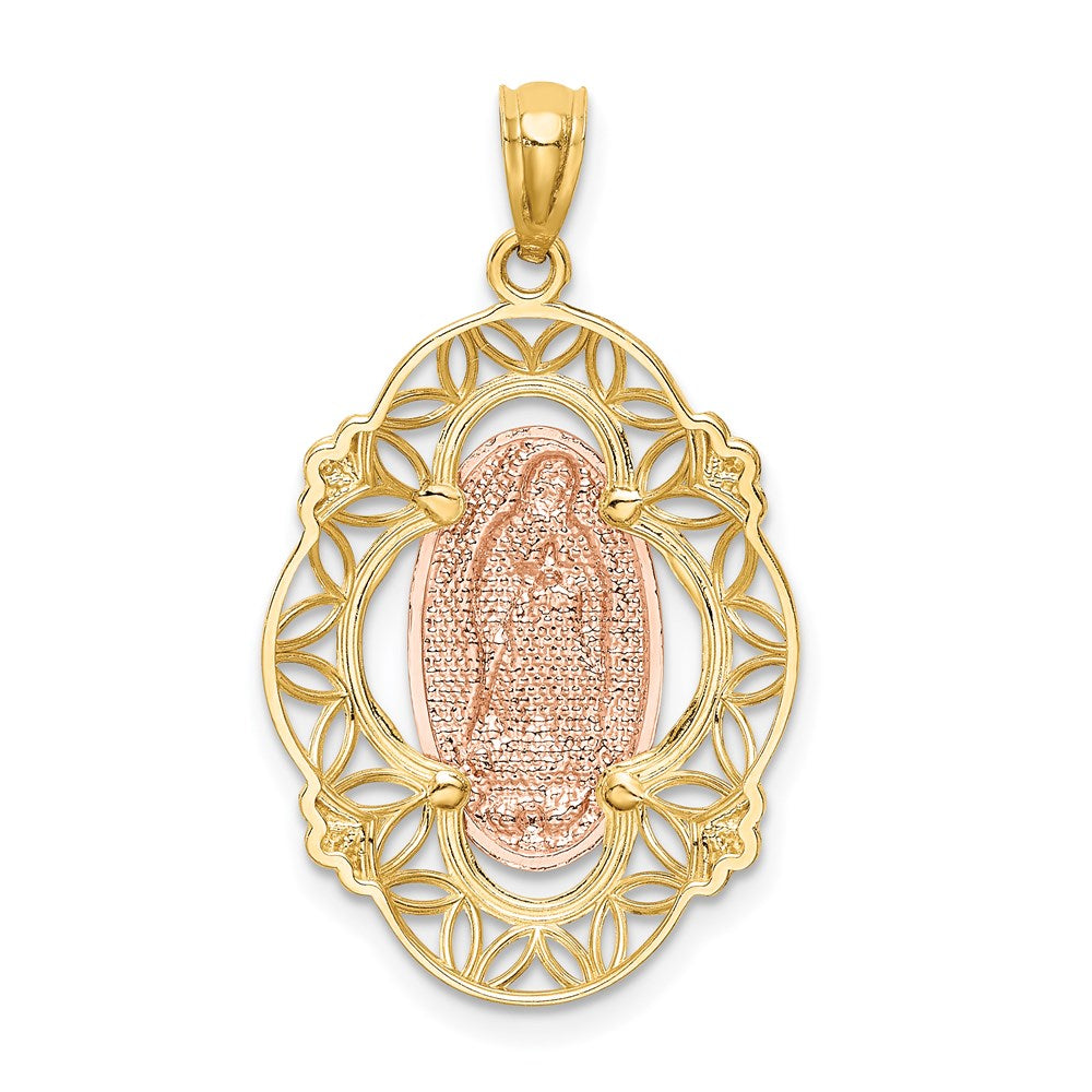 14k Two-tone Gold w/White Rhodium Guadalupe Medal Pendant