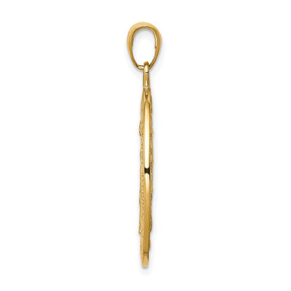 14k Yellow Gold Gold Satin and Polished Finish Miraculous Medal Pendant