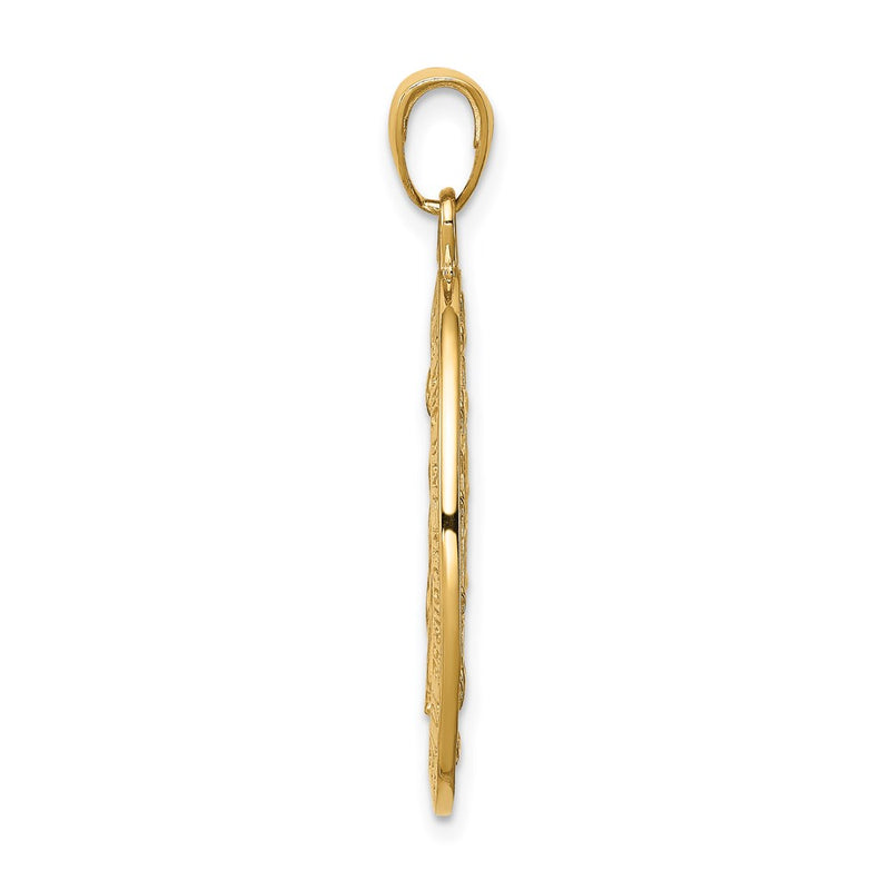 14k Yellow Gold Gold Satin and Polished Finish Miraculous Medal Pendant