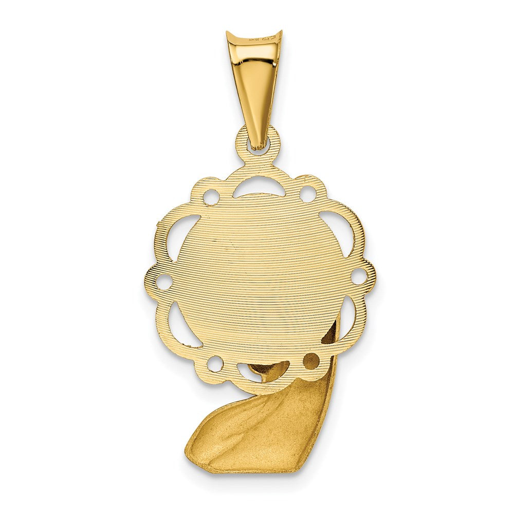 14k Yellow Gold Satin and Polished Mary Pendant