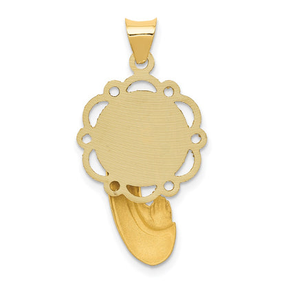 14k Yellow Gold Satin and Polished Mary Pendant