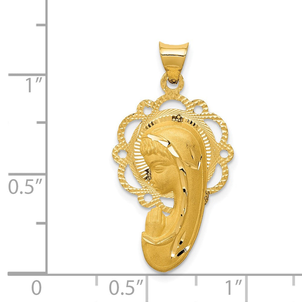 14k Yellow Gold Satin and Polished Mary Pendant