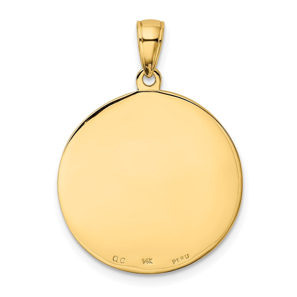 14k Yellow Gold Saint Anthony Large Round Medal Pendant