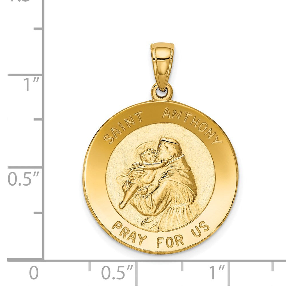 14k Yellow Gold Saint Anthony Large Round Medal Pendant