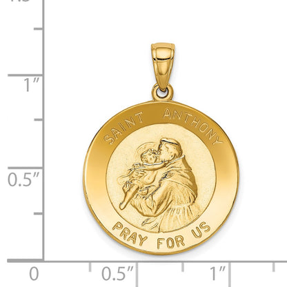 14k Yellow Gold Saint Anthony Large Round Medal Pendant