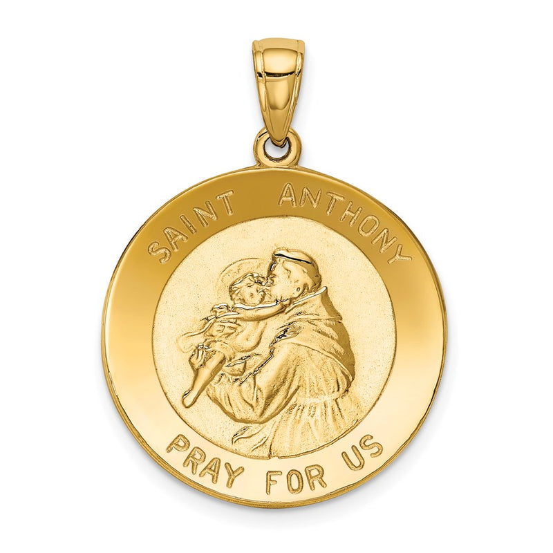 14k Yellow Gold Saint Anthony Large Round Medal Pendant