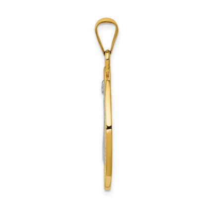 14k Yellow & Rhodium Gold With Rhodium Circle St. Benedict Medal Pendant