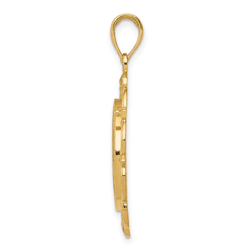 14k Yellow Gold Gold Polished / Satin Saint Michael Medal Pendant