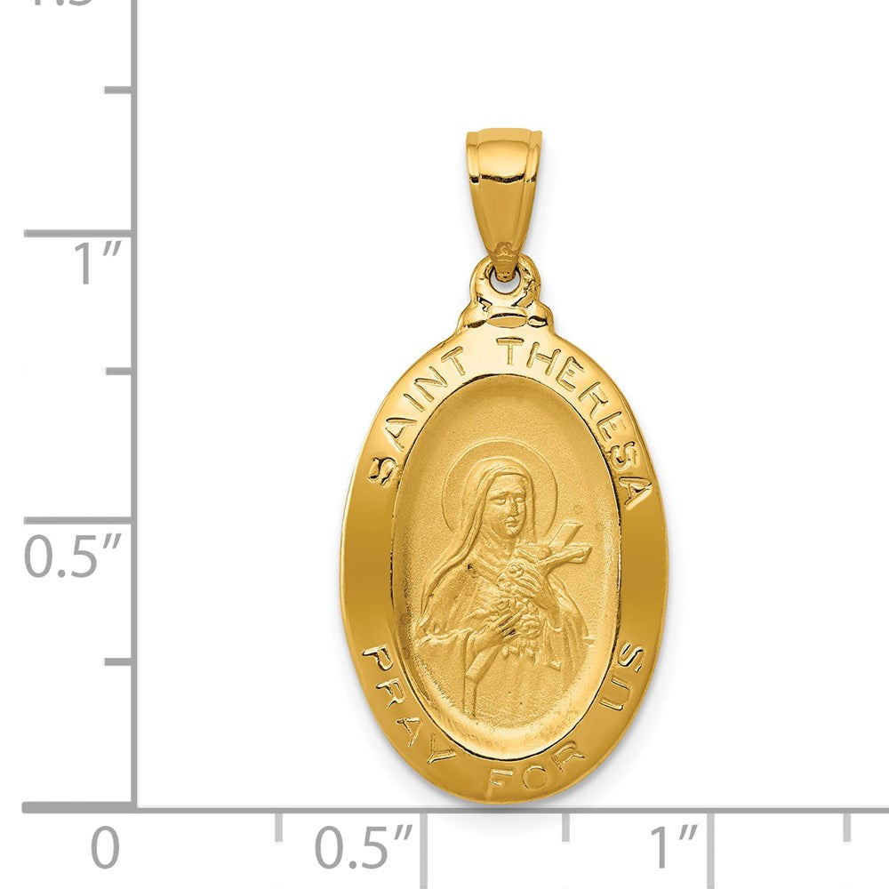 14k Yellow Gold Saint Theresa Oval Medal Pendant