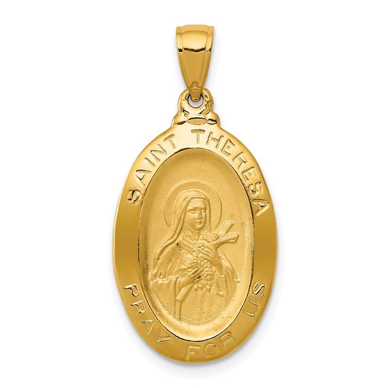 14k Yellow Gold Saint Theresa Oval Medal Pendant