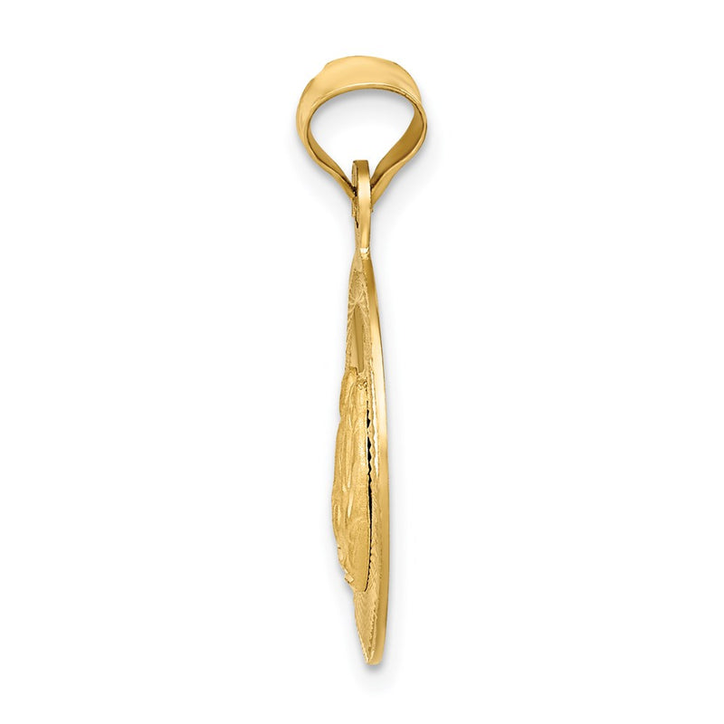 14k Yellow Gold Polished and D/C Baptism Circle Pendant