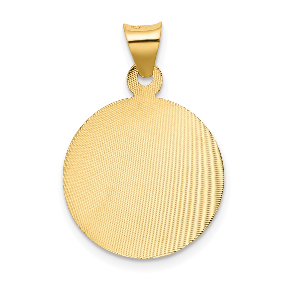 14k Yellow Gold Polished and D/C Baptism Circle Pendant