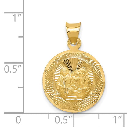 14k Yellow Gold Polished and D/C Baptism Circle Pendant