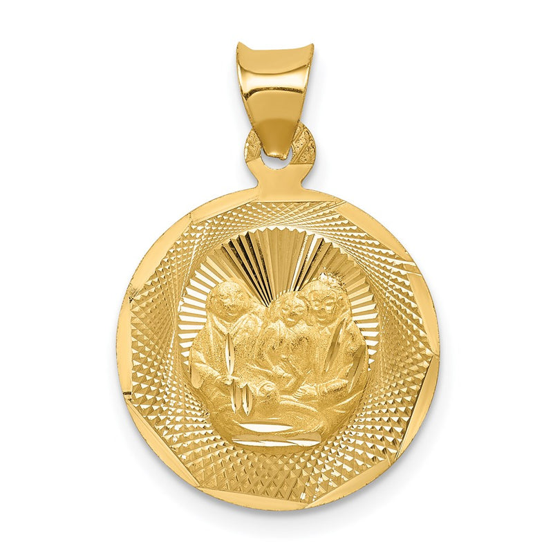 14k Yellow Gold Polished and D/C Baptism Circle Pendant
