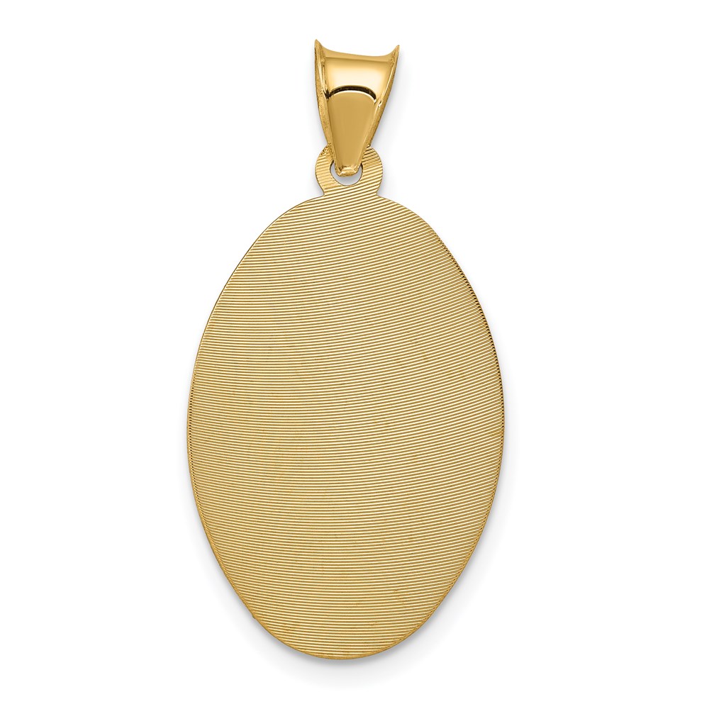 14k Yellow & Rhodium Gold w/Rose and White Rhodium D/C  Baptism Oval Pendant