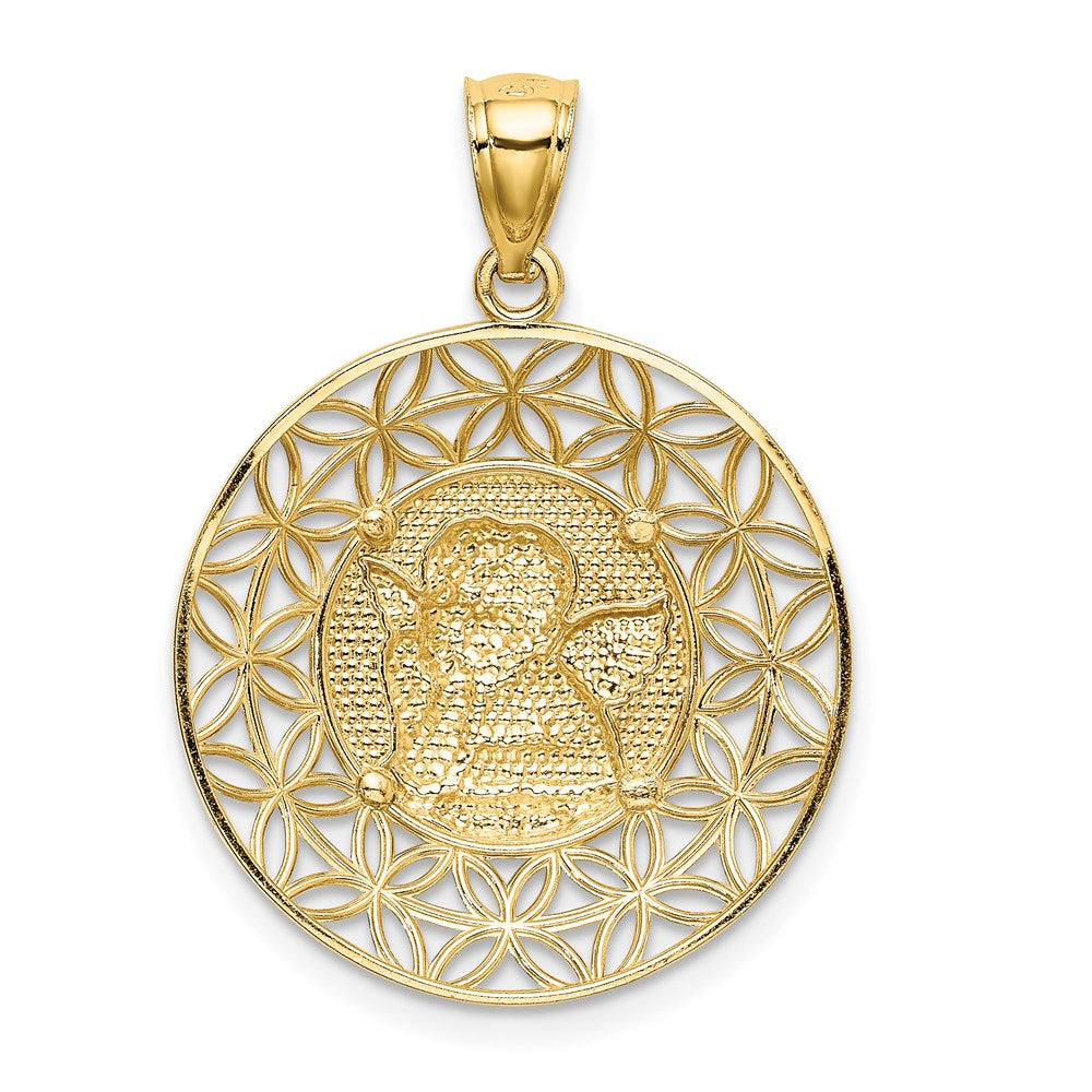 14k Yellow Gold Gold Polished Angel D/C Medal Pendant
