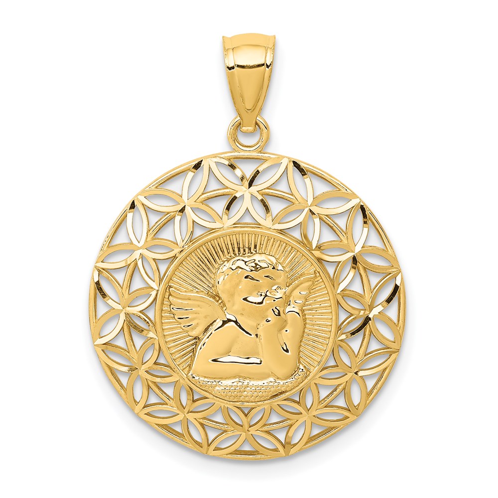 14k Yellow Gold Gold Polished Angel D/C Medal Pendant