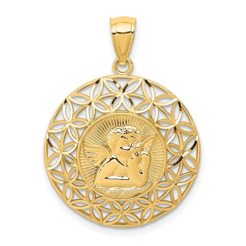 14k Yellow Gold Gold Polished Angel D/C Medal Pendant