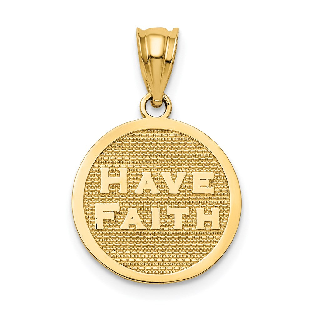 14k Yellow Gold Polished Reversible Have Faith/Footprints Pendant
