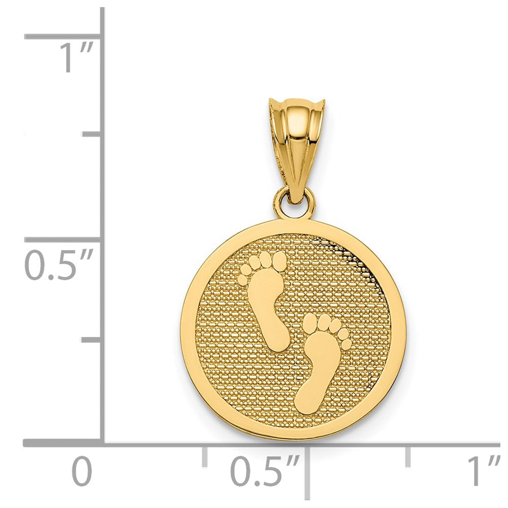 14k Yellow Gold Polished Reversible Have Faith/Footprints Pendant