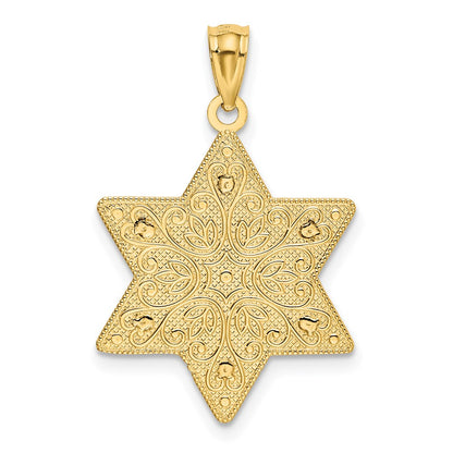 14k Two-tone Gold Two-tone Gold Polished Reversible Filigree Star Of David Pendant