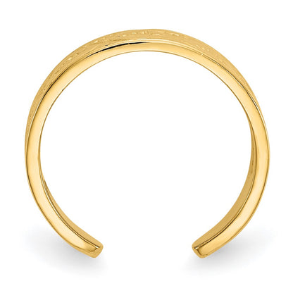 14k Yellow Gold Polished Wave w/Flower Center Toe Ring