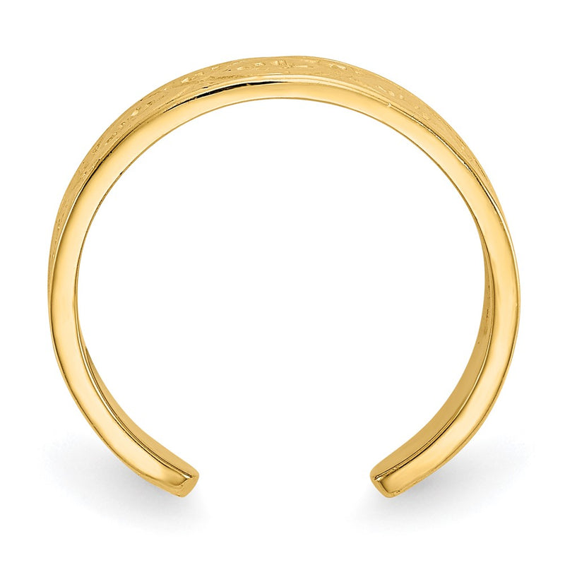 14k Yellow Gold Polished Wave w/Flower Center Toe Ring