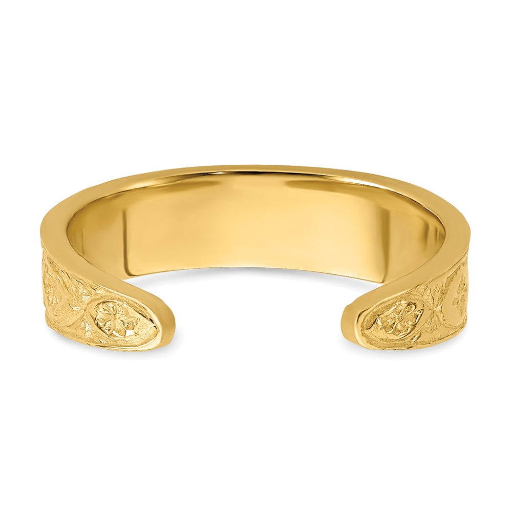 14k Yellow Gold Polished Wave w/Flower Center Toe Ring