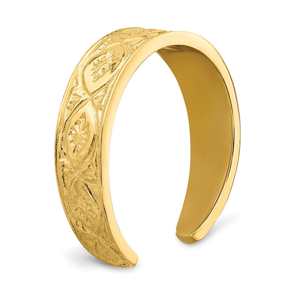 14k Yellow Gold Polished Wave w/Flower Center Toe Ring