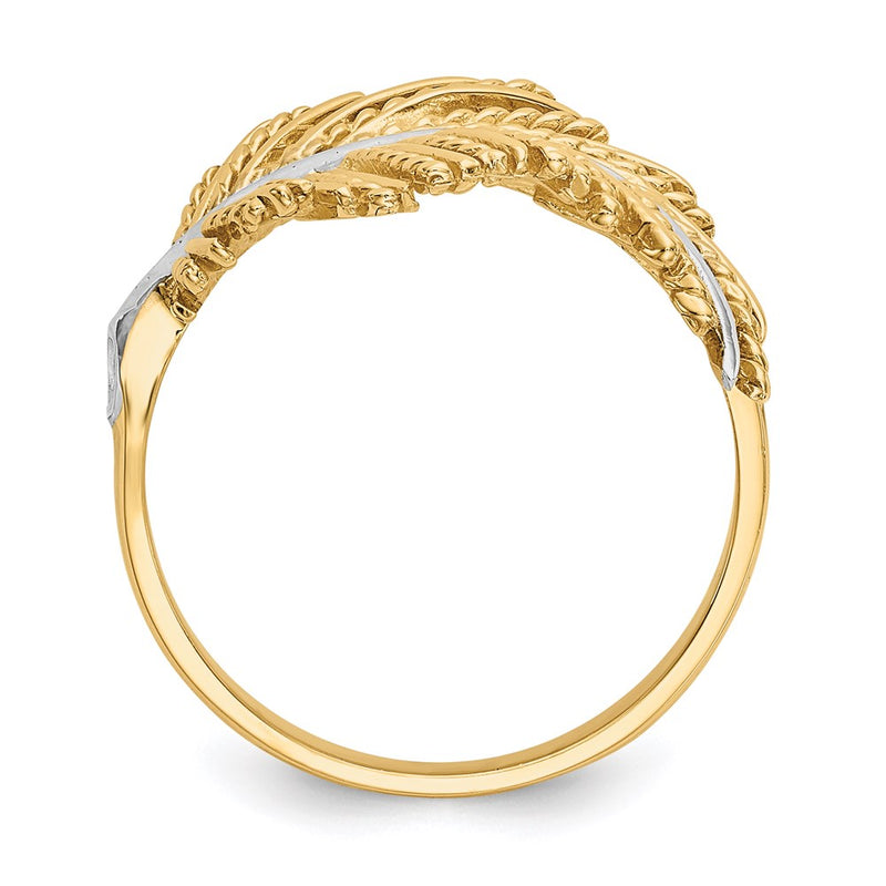 14k Yellow Gold & Rhodium-plated Feather Ring