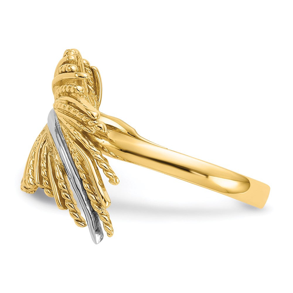 14k Yellow Gold & Rhodium-plated Feather Ring