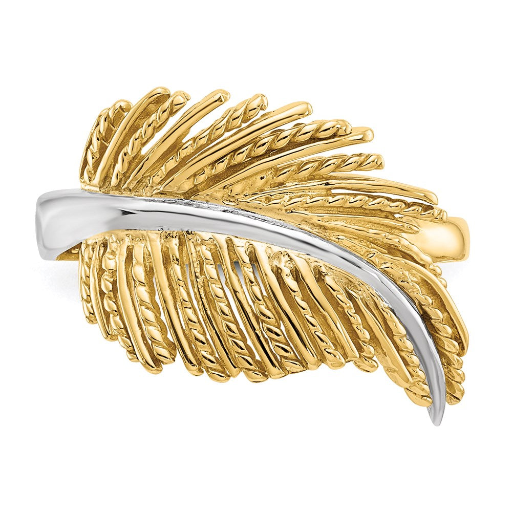 14k Yellow Gold & Rhodium-plated Feather Ring
