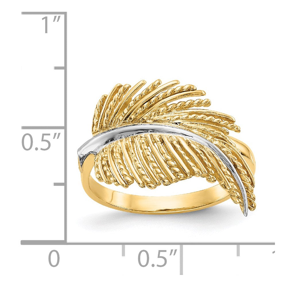 14k Yellow Gold & Rhodium-plated Feather Ring