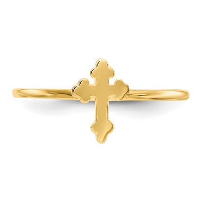 14K Yellow Gold Polished Cross Ring