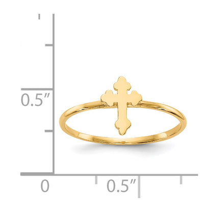14K Yellow Gold Polished Cross Ring