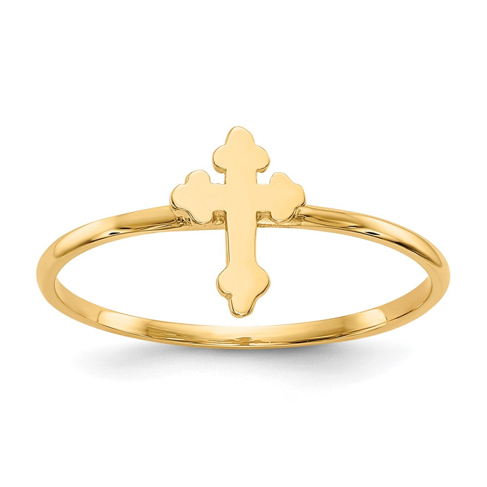 14K Yellow Gold Polished Cross Ring