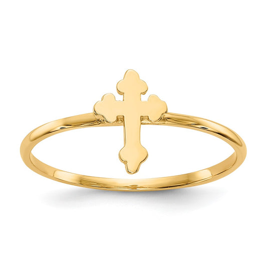 14K Yellow Gold Polished Cross Ring