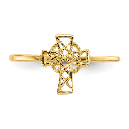 14K Yellow Gold Polished Celtic Cross Ring
