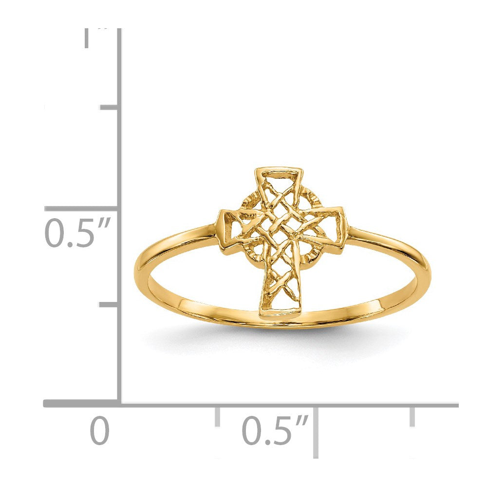 14K Yellow Gold Polished Celtic Cross Ring