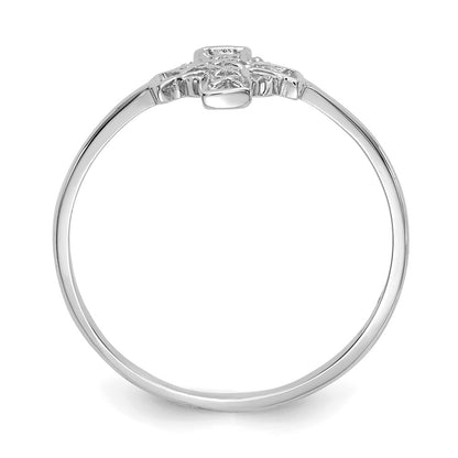 14k White Gold Polished Celtic Cross Ring