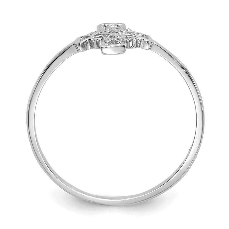 14k White Gold Polished Celtic Design Cross Ring
