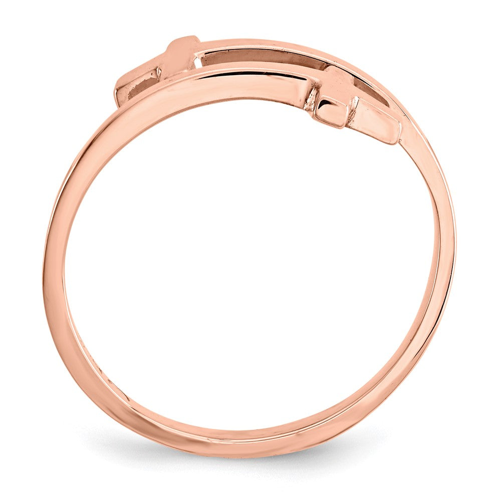 14k Rose Gold Polished Double Cross Ring