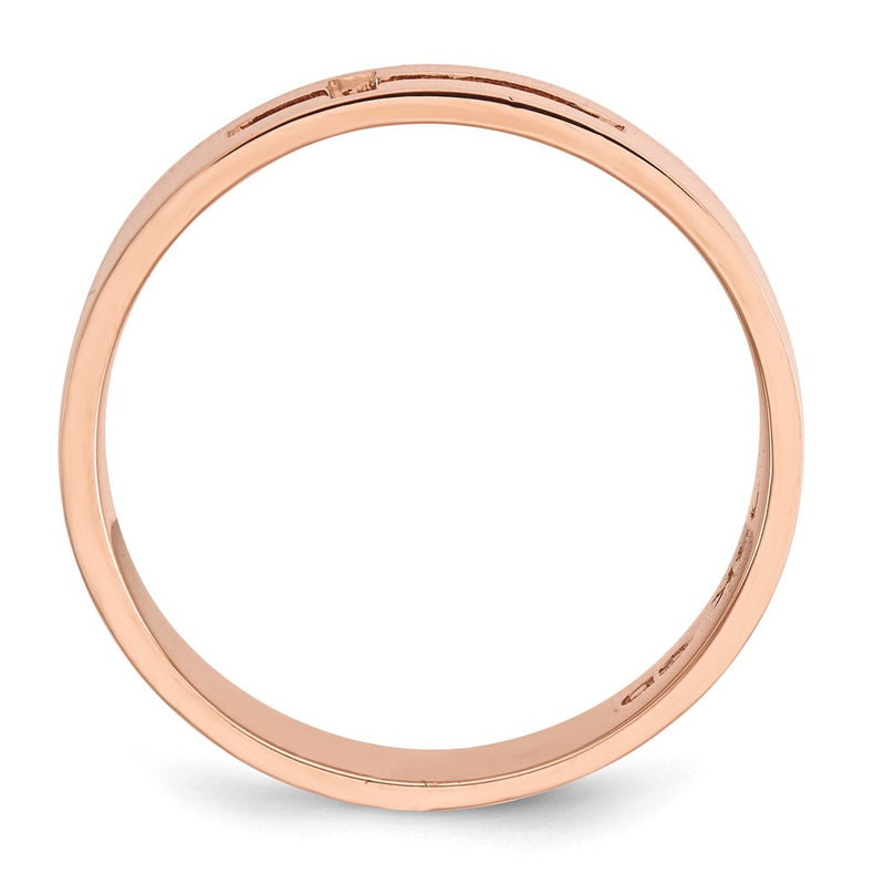 14k Rose Gold Polished Cut-out Cross Men's Ring