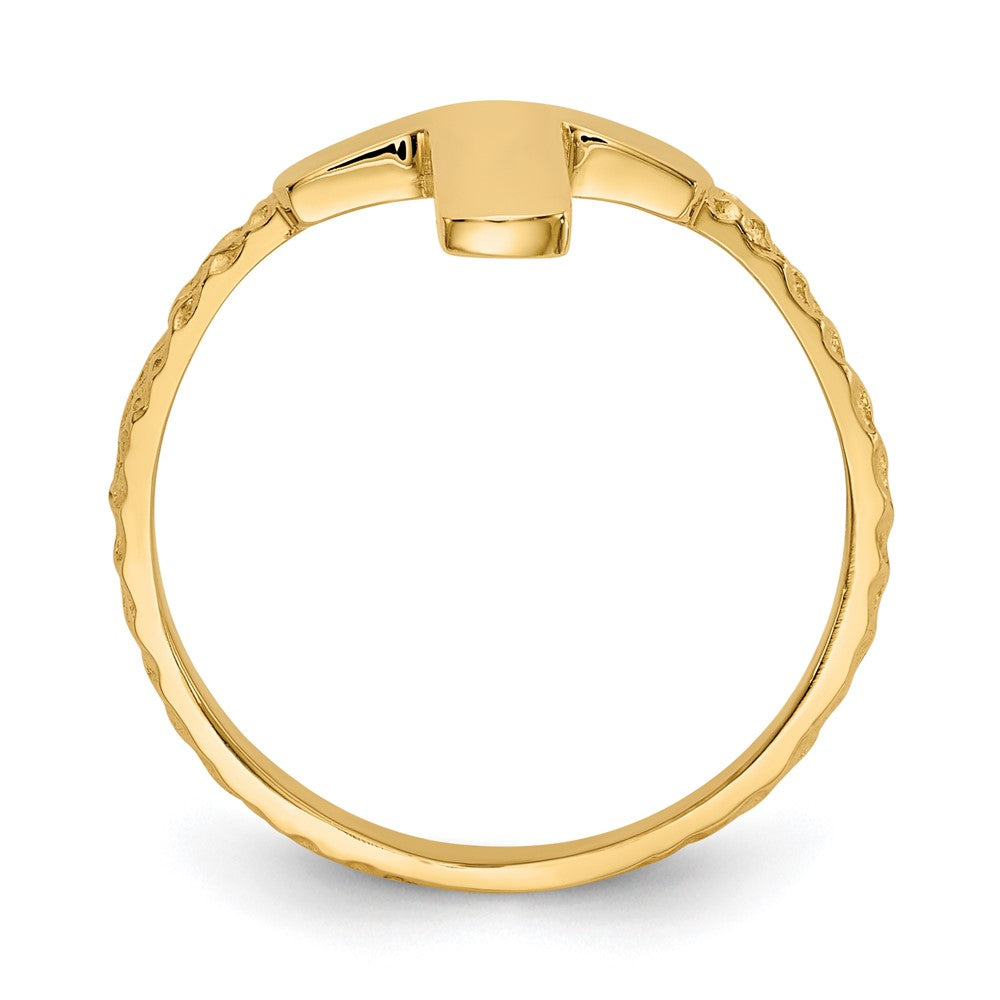14K Yellow Gold Polished Textured Cross Ring