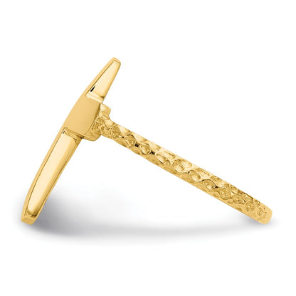 14K Yellow Gold Polished Textured Cross Ring