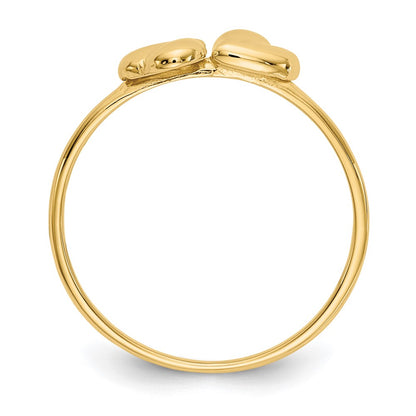 14K Yellow Gold Polished Hearts Ring
