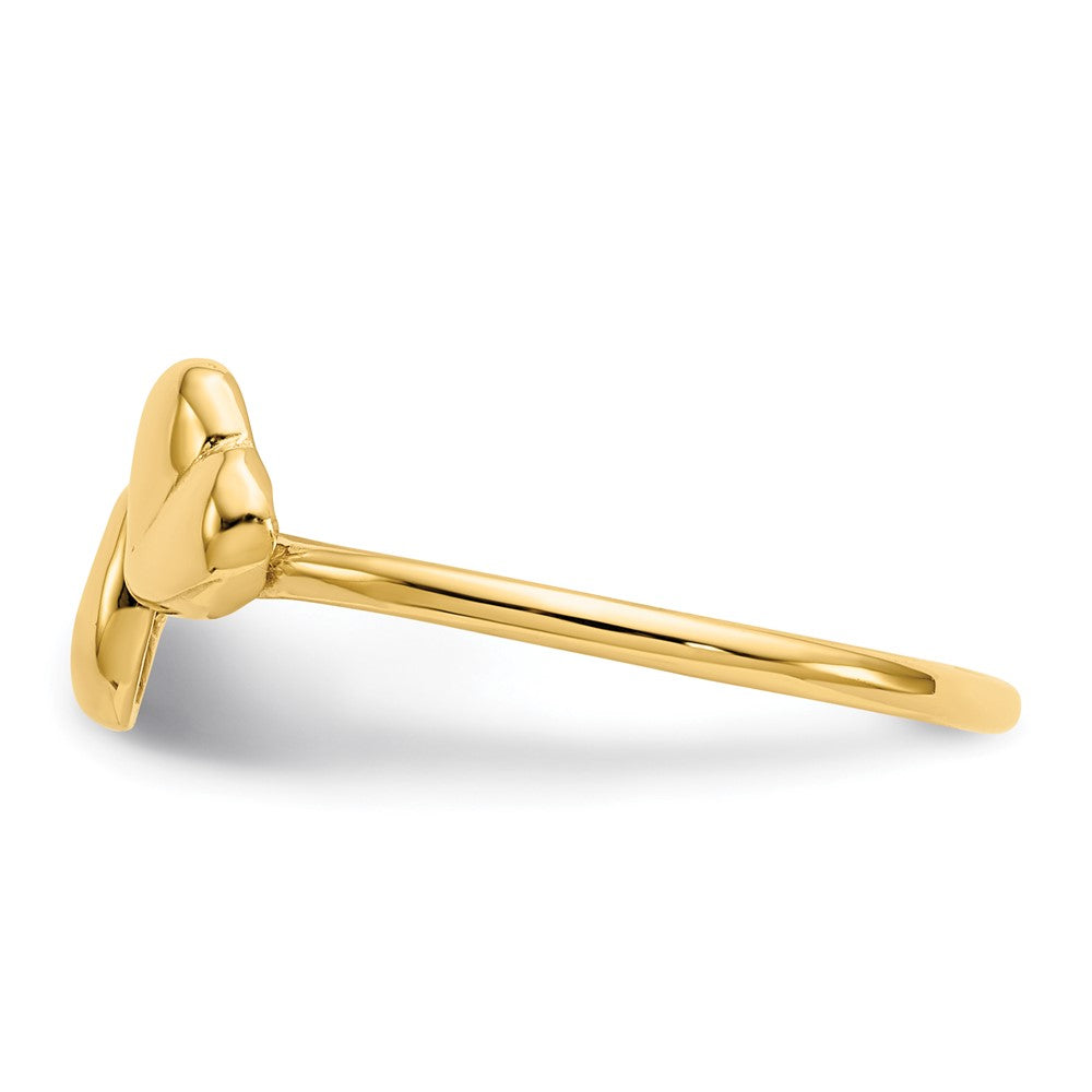 14K Yellow Gold Polished Hearts Ring