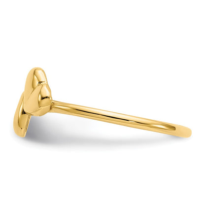 14K Yellow Gold Polished Hearts Ring