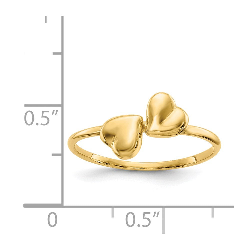 14K Yellow Gold Polished Hearts Ring